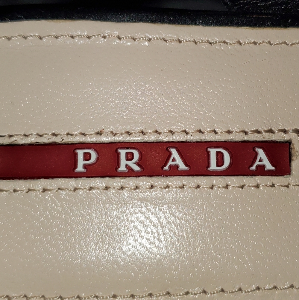 NWOB Prada Black Patent Leather Platform Wedge Sandal Size 37 1/2 - Picture 5 of 9